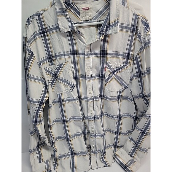 Levis Shirt Men L 2-Pocket Western Plaid Twill Lumberjack Flannel‎ - Picture 1 of 11